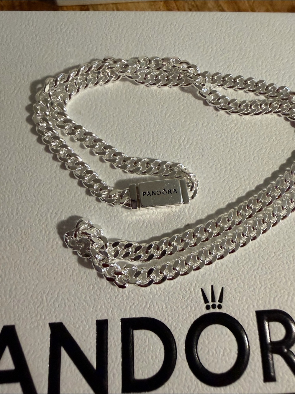 Pandora Double Cuban Link Necklace - Silver